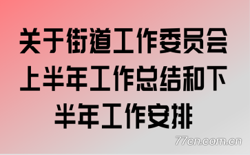 关于街道工作委员会上半年工作总结和下半年工作安排