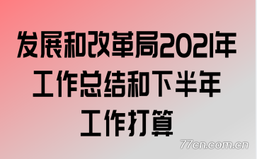 发展和改革局2021年工作总结和下半年工作打算