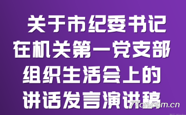 关于市纪委书记在机关第一党支部组织生活会上的讲话发言演讲稿