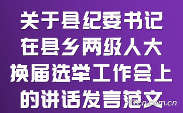 关于县纪委书记在县乡两级人大换届选举工作会上的讲话发言范文