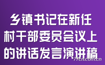 乡镇书记在新任村干部委员会议上的讲话发言演讲稿