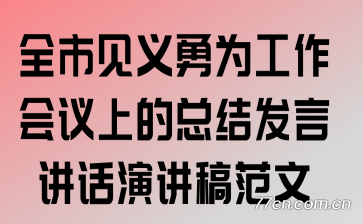 全市见义勇为工作会议上的总结发言讲话演讲稿范文