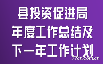 县投资促进局年度工作总结及下一年工作计划