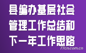 县编办基层社会管理工作总结和下一年工作思路