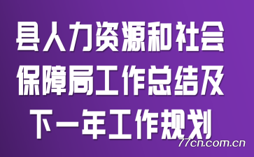 县人力资源和社会保障局工作总结及下一年工作规划