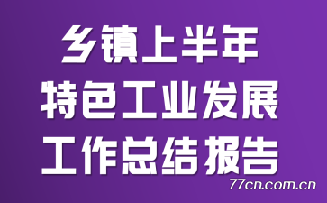 乡镇上半年特色工业发展工作总结报告