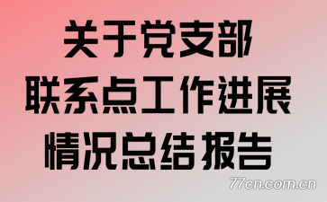 关于党支部联系点工作进展情况总结报告