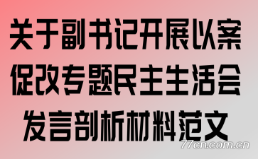 关于副书记开展以案促改专题民主生活会发言剖析材料范文