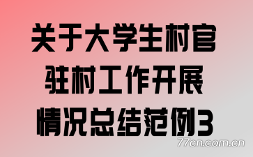 关于大学生村官驻村工作开展情况总结范例3
